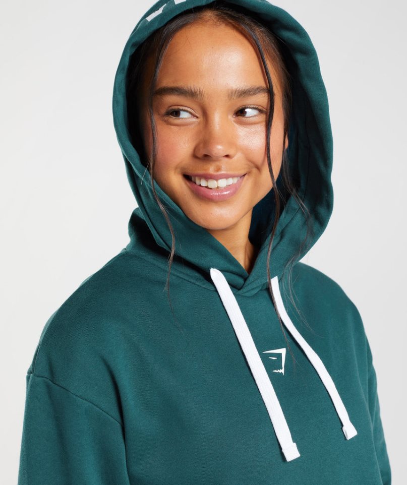 Women's Gymshark Fraction Hoodie Dark Green | CA D065AN